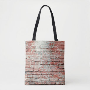 Red old worn brick wall texture background. Vintag Tote Bag