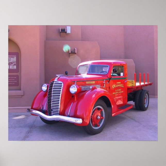 Red Oldtimer Truck Poster (Front)