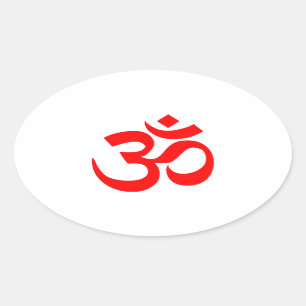 Red Om Symbol Oval Sticker