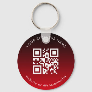 Red Ombre Add Custom Business Qr Code Scan Key Ring