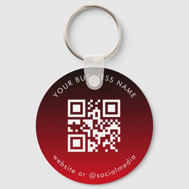Red Ombre Add Custom Business Qr Code Scan Key Ring (Front)