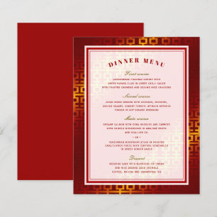 Red Ombre Double Happiness Chinese Wedding Menu