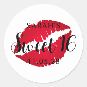 Red Ombre Lipstick Sweet 16 Classic Round Sticker
