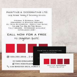 Red Ombre Squares, Painter & Decorator Business Card