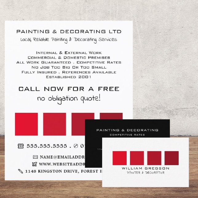 Red Ombre Squares, Painter & Decorator Flyer (Creator Uploaded)