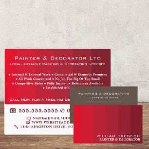 Red Ombre Stripes, Painter & Decorator Business Card