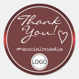 Red Ombre Thank You Labels Circle Logo Template