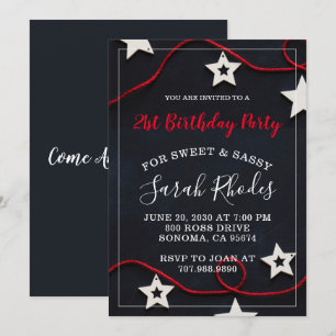Red On Black 21st Birthday Party Invitation