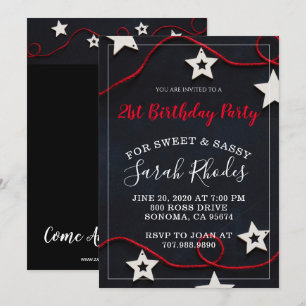 Red On Black 21st Birthday Party Invitation