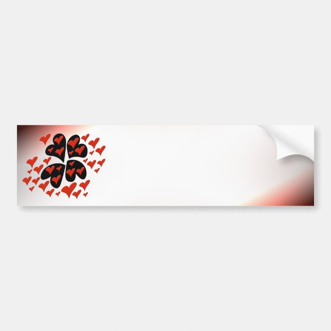 Red on Black Hearts Bumper Sticker (Front)