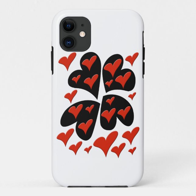 Red on Black Hearts Case-Mate iPhone Case (Back)