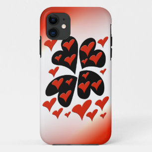Red on Black Hearts iPhone 11 Case