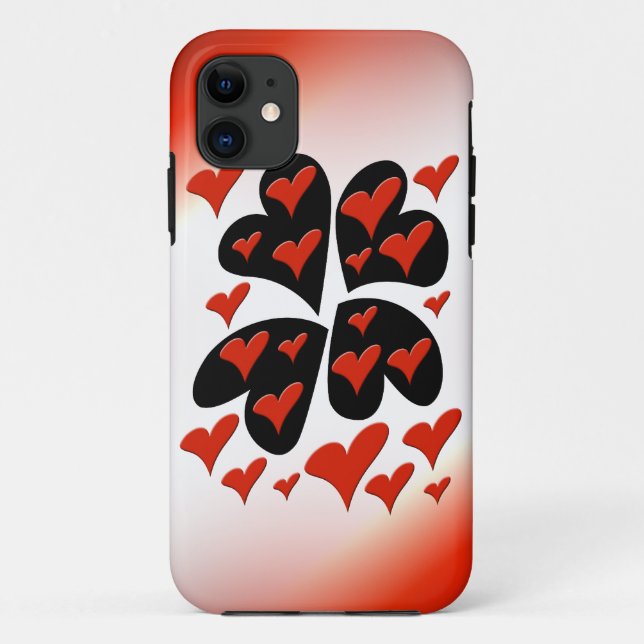 Red on Black Hearts Case-Mate iPhone Case (Back)