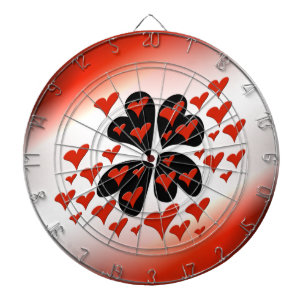 Red on Black Hearts Dartboard