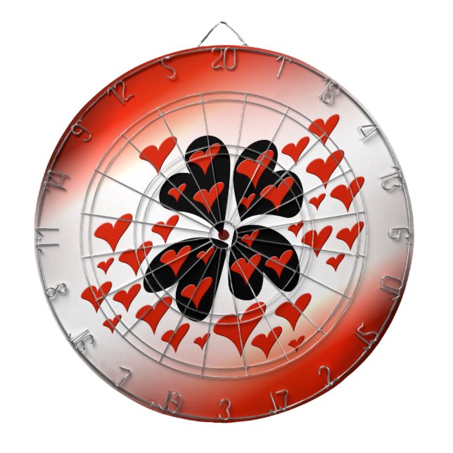 Red on Black Hearts Dartboard (Front)