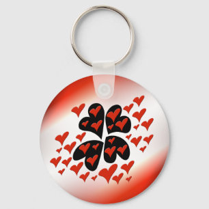 Red on Black Hearts Key Ring