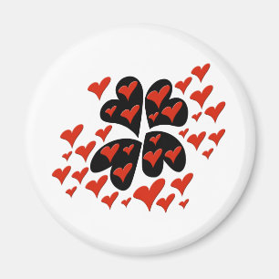 Red on Black Hearts Magnet