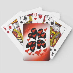 Red on Black Hearts Playing Cards