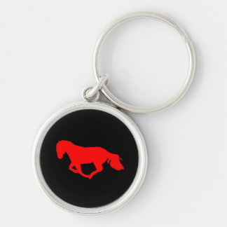 Red On Black Horse Silhouette Key Chain