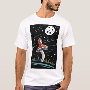 Red on Black Mushroom for white backgrounds) T-Shirt