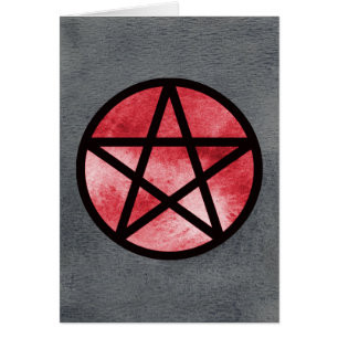 Red on Black Pentacle Card