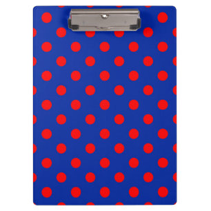 Red On Blue Polka Dots Pattern Design Clipboard