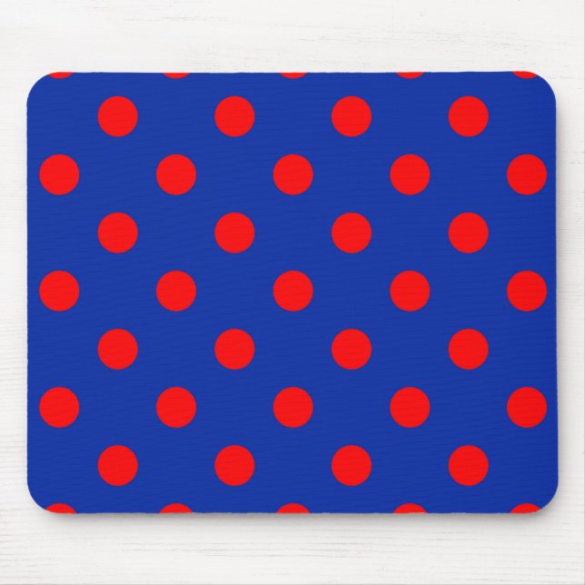 Red On Blue Polka Dots Pattern Design  Mouse Mat (Front)