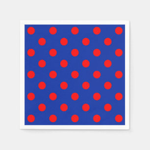 Red On Blue Polka Dots Pattern Design  Napkin