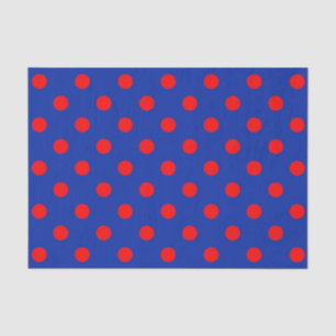 Red On Blue Polka Dots Pattern Design Tissue Paper