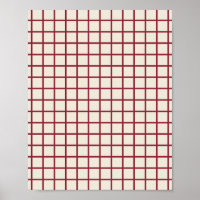 Red On Cream Grid