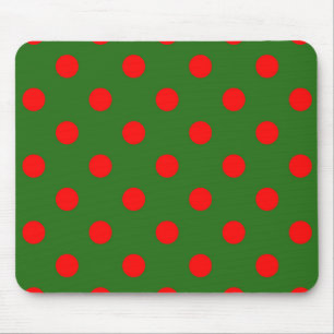 Red On Green Polka Dots Pattern Design  Mouse Mat