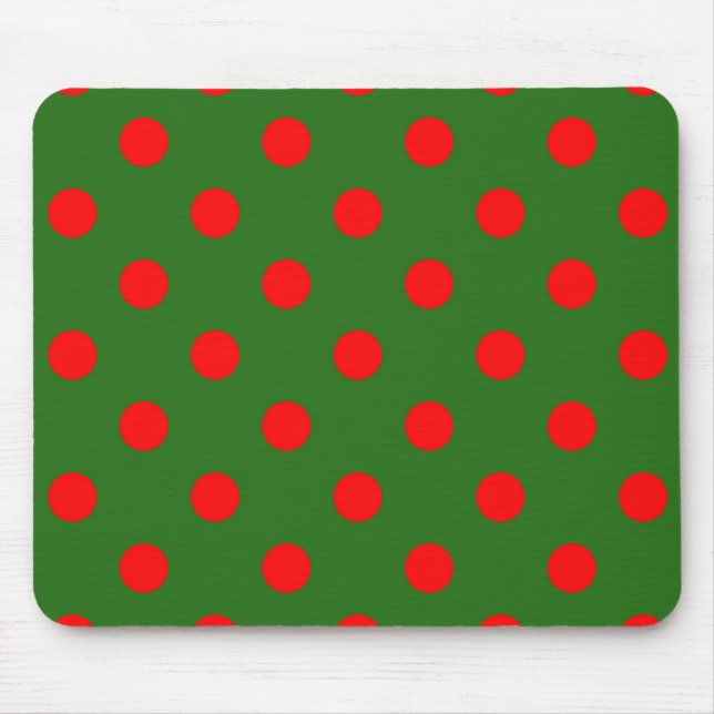 Red On Green Polka Dots Pattern Design  Mouse Mat (Front)