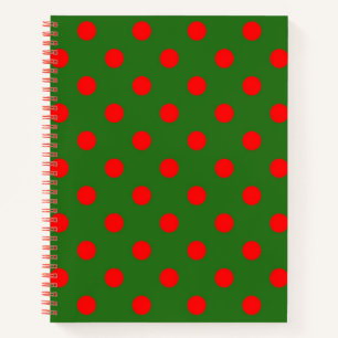 Red On Green Polka Dots Pattern Design Notebook