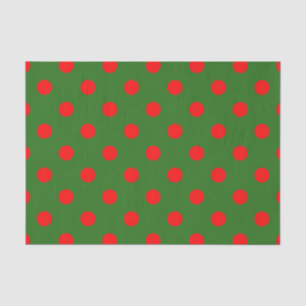 Red On Green Polka Dots Pattern Design  Tissue Paper