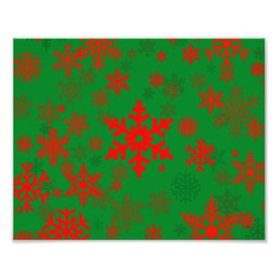 Red on Green Snowflakes for Everyone Photo Print