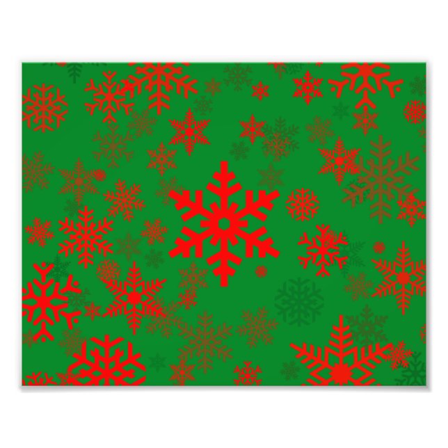 Red on Green Snowflakes for Everyone Photo Print (Front)