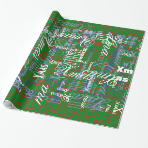 Red on Green Snowflakes for Everyone Wrapping Paper