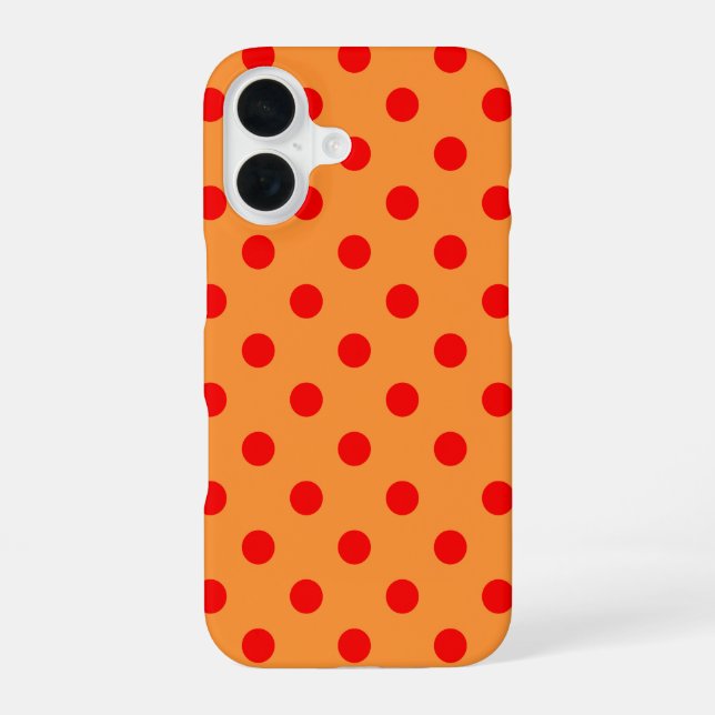 Red On Orange Polka Dots Pattern Design  iPhone 16 Case (Back)