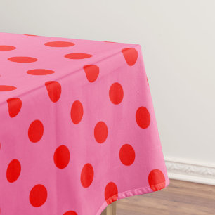Red On Pink Polka Dots Pattern Design Tablecloth