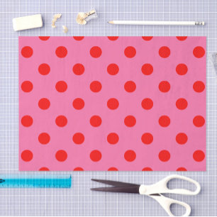 Red On Pink Polka Dots Pattern Design Tissue Paper