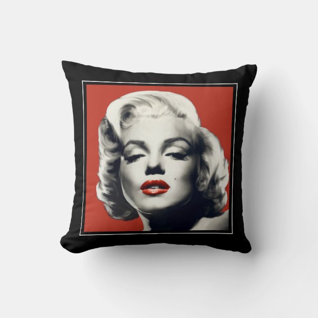 Red on Red Lips Marilyn Cushion (Front)