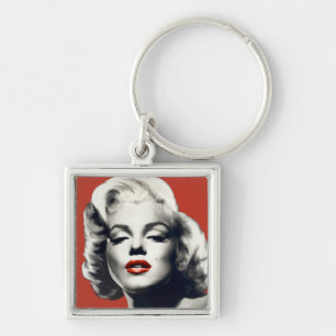 Red on Red Lips Marilyn Key Ring