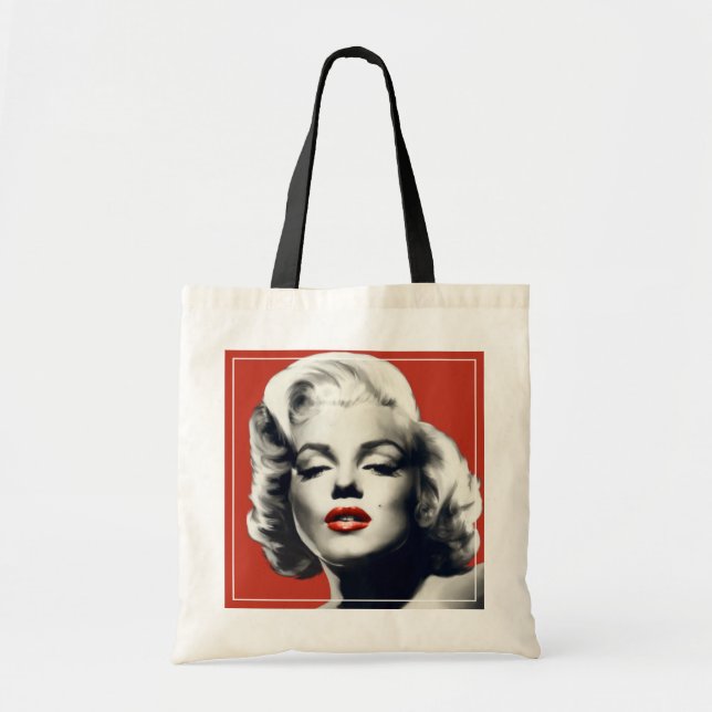 Red on Red Lips Marilyn Tote Bag (Front)