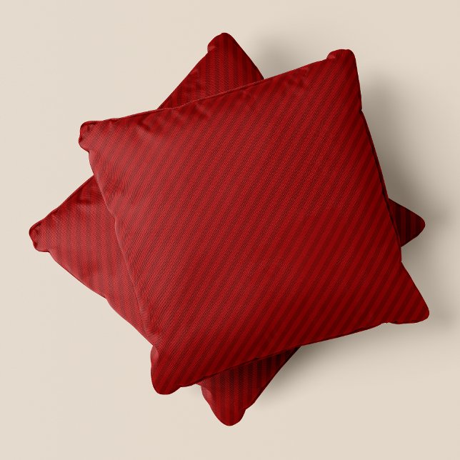 Red On Red Striped Simple & Chic Accent Cushion (Red On Red Striped Simple & Chic Accent Throw Pillow)