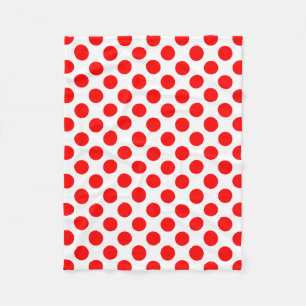 Red on White Large Size Polka Dots Fleece Blanket