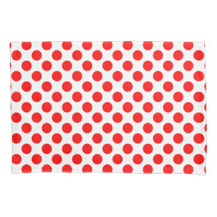 Red on White Large Size Polka Dots Pillowcase