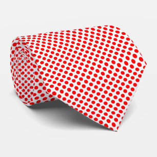 Red on White Medium Size Polka Dots Tie