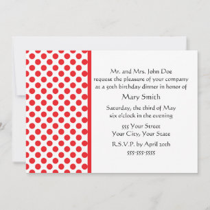 Red on White Polka Dot Invitation