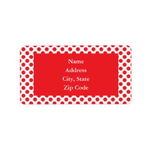 Red on White Polka Dot Label