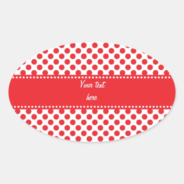 Red on White Polka Dot Oval Sticker (Front)
